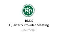 BDDS Quarterly Provider Meeting - State of Indiana