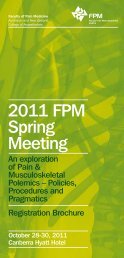 2011 FPM Spring Meeting - Faculty of pain medicine - Australian ...