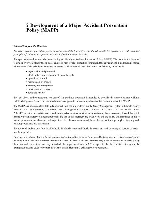 Guidelines on a Major Accident Prevention Policy and Safety ... - IPSC