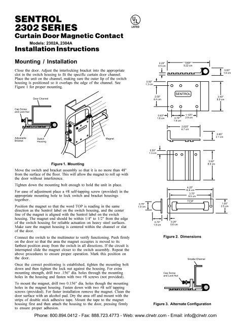 Ge Sentrol 2302 Series Curtain Door Magnetic Contact Installation
