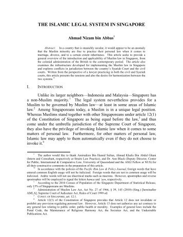 the islamic legal system in singapore - University of Washington