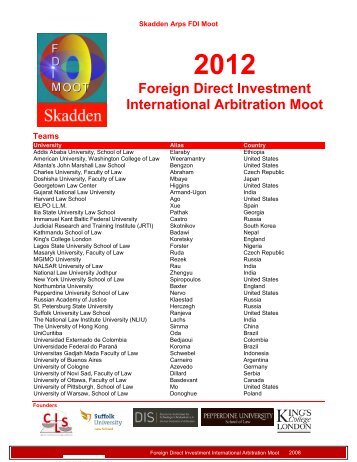 2012 Foreign Direct Investment International Arbitration ... - FDI Moot