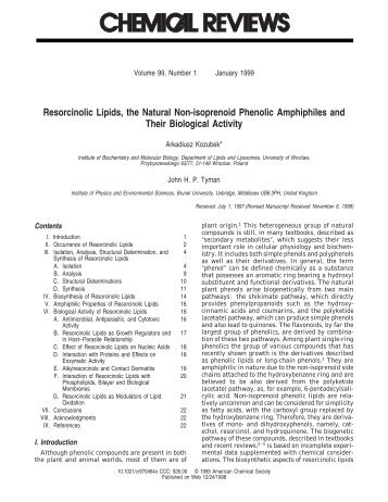 Resorcinolic Lipids, the Natural Non-isoprenoid Phenolic ...