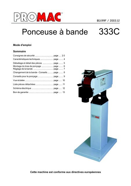 Ponceuse Ã bande 333C - Promac