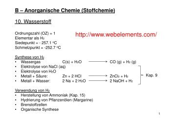 B – Anorganische Chemie (Stoffchemie)