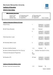 Faculty of Education Term Dates 2012-13 - Manchester Metropolitan ...