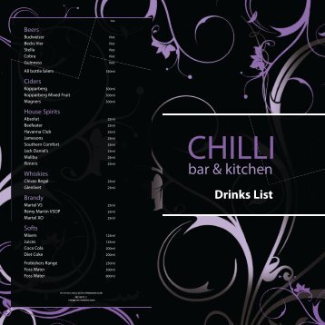 Drinks List - Chilli Bar & Kitchen