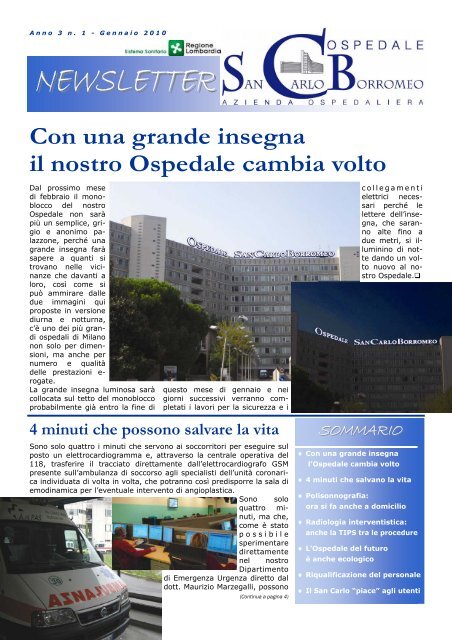 Anno 3, n. 1 - gennaio 2010 - Ospedale San Carlo Borromeo