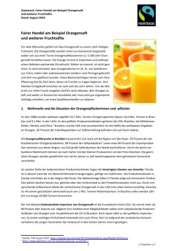 (Hg.): Statement: Fairer Handel am Beispiel Orangensaft. 2010