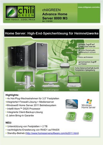 Advance Home Server 8000 M3 - chiliGREEN