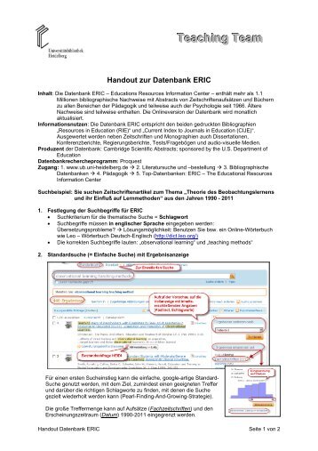 Handout zur Datenbank ERIC