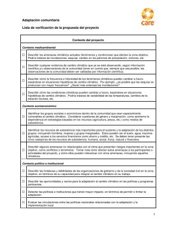 Lista de verificaciÃ³n de la propuesta del proyecto - CARE Climate ...