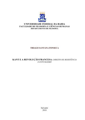 kant e a revolução francesa - Universidade Federal da Bahia