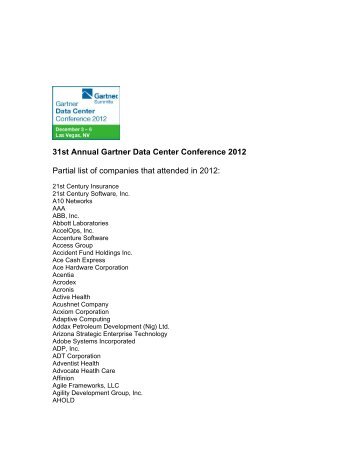 Download Sample List of 2012 Attendees - Gartner