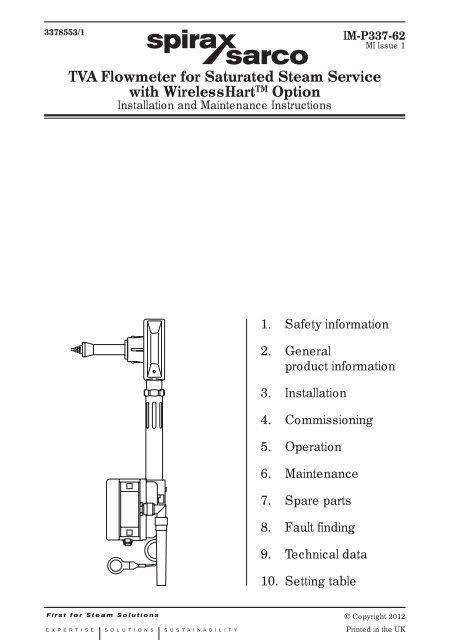 TVA Flowmeter for Saturated Steam Service with ... - Spirax Sarco