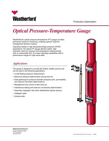 Optical Pressure-Temperature Gauge - Weatherford International
