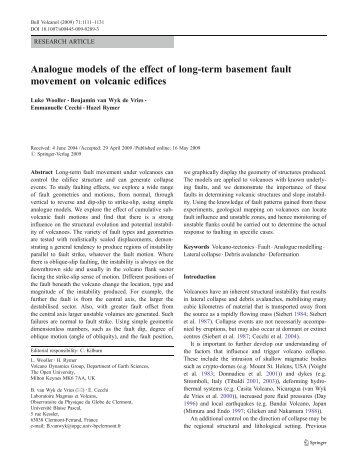 Analogue models of the effect of long-term basement fault ...