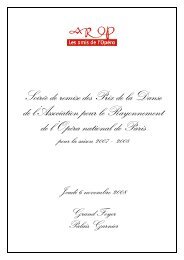 Programme de la soirÃ©e de remise des Prix de la Danse