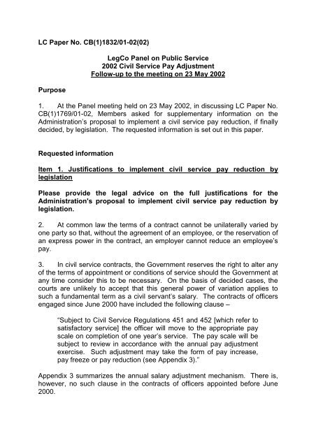 LC Paper No. CB(1)1832/01-02(02) LegCo Panel on Public Service ...