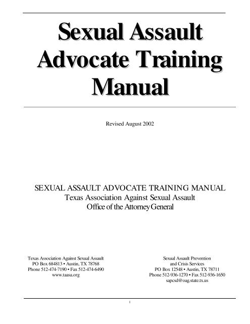 Sexual Assault Advocate Training Manual - Texas Association ...