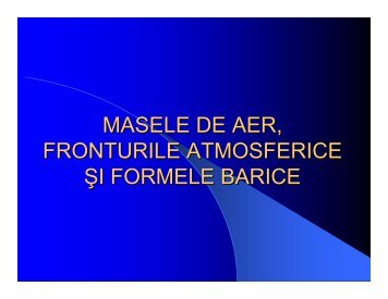 Masele de aer, formele barice, fronturile atmosferice