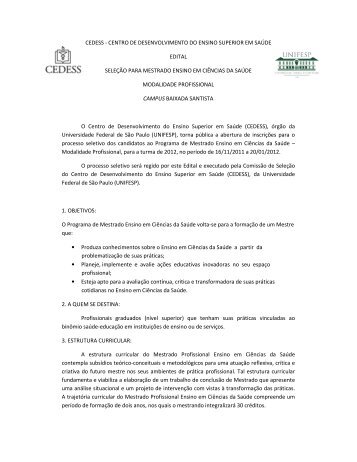 cedess - centro de desenvolvimento do ensino superior ... - Unifesp