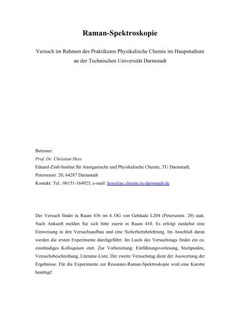 Raman-Spektroskopie - Technische Universität Darmstadt