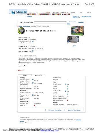 Page 1 of 2 R-VGA150824 Point of View GeForce 7300GT 512MB ...