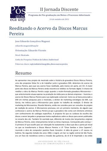 Reeditando o acervo da Discos Marcus Pereira - ECA - USP