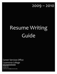 Resume Writing Guide - CazNet > Home - Cazenovia College