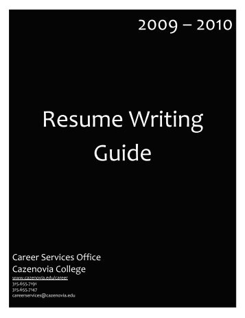 Resume Writing Guide - CazNet > Home - Cazenovia College