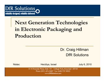 Next Generation Technologies in Electronic ... - DfR Solutions