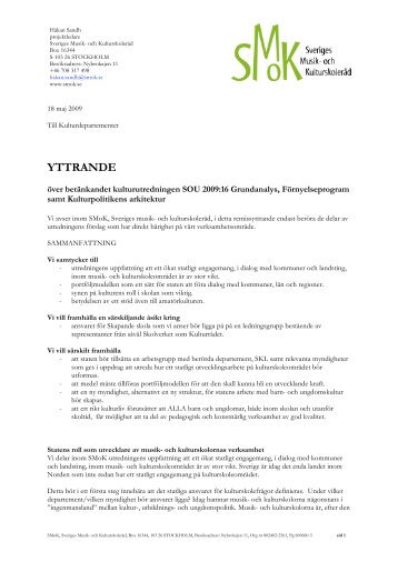 YTTRANDE - SMoK - Sveriges Musik
