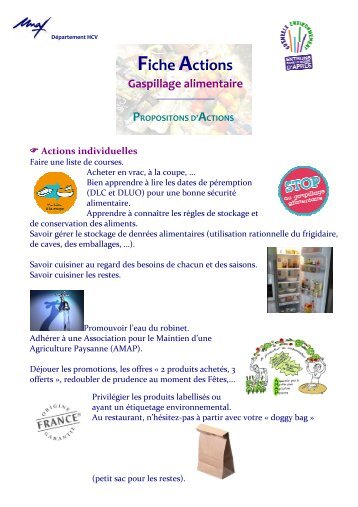 Fiches Actions Gaspillage alimentaire - Unaf
