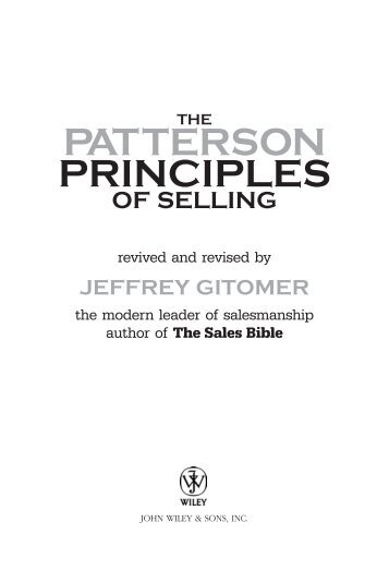 the patterson principles of selling - Jeffrey Gitomer