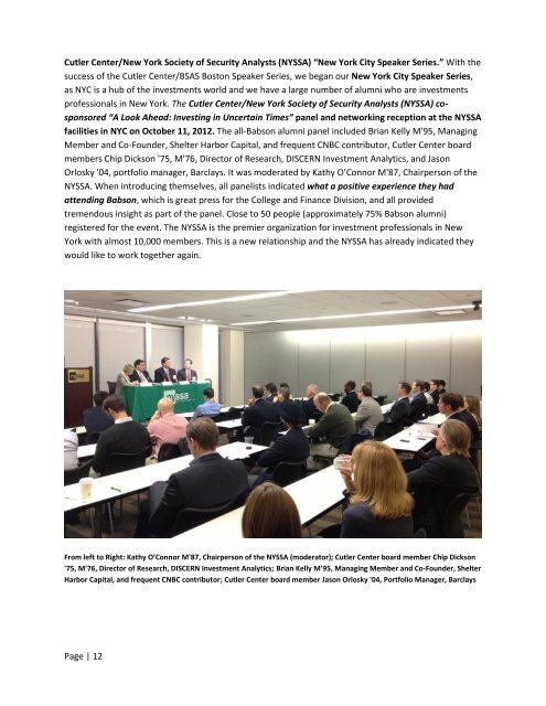 Cutler Center 2012-2013 Annual Report - Babson College