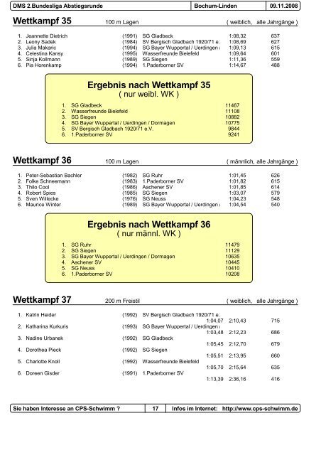 Ergebnisse 2. DMS-Durchgang 2. Bundesliga (PDF-Datei