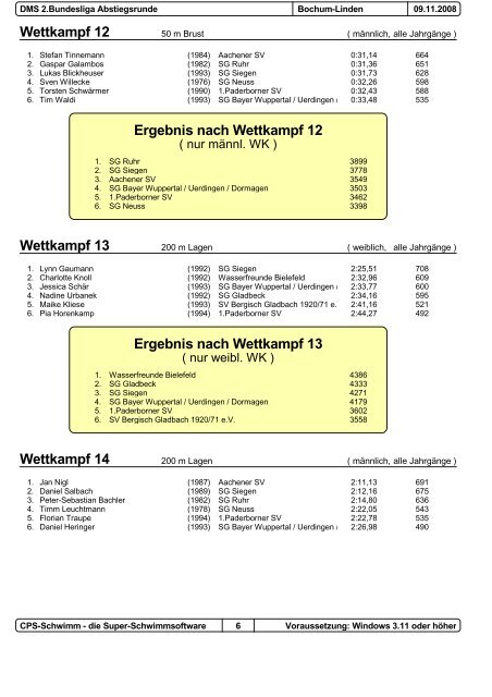 Ergebnisse 2. DMS-Durchgang 2. Bundesliga (PDF-Datei