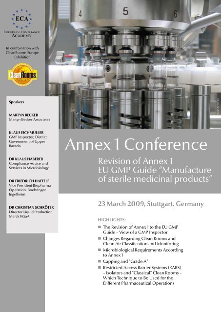 Annex 1 Conference - European Compliance Academy