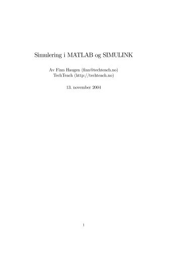 Simulering i MATLAB og SIMULINK - TechTeach