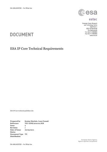 ESA IP Core Technical Requirements - Microelectronics - ESA