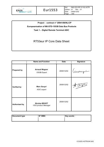 RT53EUR Data Sheet (pdf) - Microelectronics - ESA