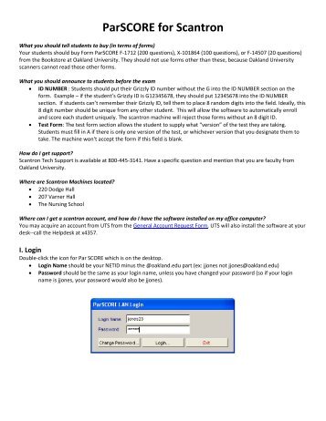 Instructions for Scantron Scoring - Oakland University