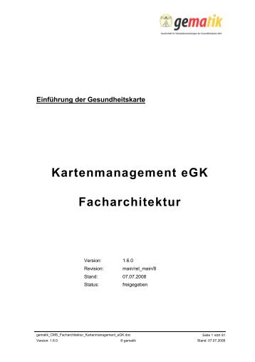 Kartenmanagement eGK Facharchitektur - Gematik