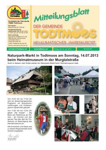 Mitteilungsblatt Nr. 28/2013 vom 12.07.2013 - Todtmoos
