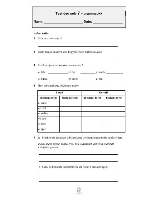 Test deg selv 7 â grammatikk - Cappelen Damm