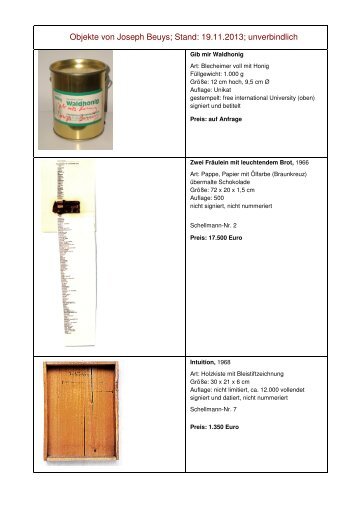Liste Beuys_Objekte 19.11.13 - Korff-Stiftung