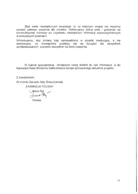 Uwagi Izby do projektu ustawy o refundacji lekÃ³w, ÅrodkÃ³w ...