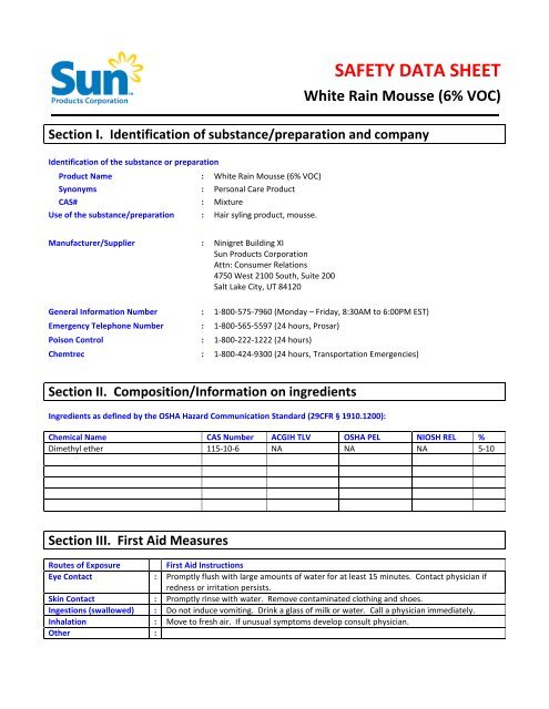 Manufacturer's MSDS - Southland Medical Corporation