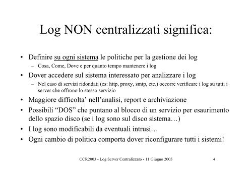 Log Server Centralizzato - Infn